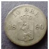 1880 Norway Billion 10 Ore