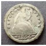 1854 Arrows at Date Half Dime