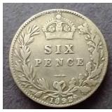 1892 Great Britain Silver 6 Pence