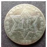 1858 Silver 3 Cent Coin