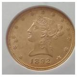 1892 Liberty Head $10 Gold Coin - NGC MS61