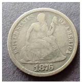 1876 Liberty Seated Dime