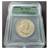 1957-D Franklin Half Dollar - ICG MS65