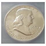 1957-D Franklin Half Dollar - ICG MS65