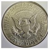 1964-P Kennedy Half Dollar, 1964-P Quarter, and 1964-P Dime, all in high grade from MS 64 to MS 67.