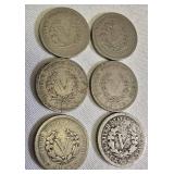 12 Liberty V Nickels from the years 1898 to 1912.