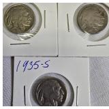 Nine Different Buffalo Nickels