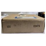 Box of 100 Penny Plastic Containers each holds 50 Pennies