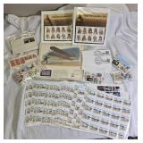 Large lot of stamps, including one bag of unused USA stamps.