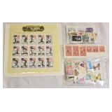 Large lot of stamps, including one bag of unused USA stamps.