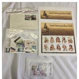 Large lot of stamps, including one bag of unused USA stamps.