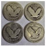 Four Standing Liberty Quarters, each with a face value of one dollar: NO DATES!