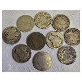 One dollar in coins consists of 10 dimes: 8 are Barbers and 2 are Mercury's.