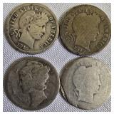 One dollar in coins consists of 10 dimes: 8 are Barbers and 2 are Mercury's.