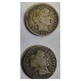 One dollar in coins consists of 10 dimes: 8 are Barbers and 2 are Mercury's.