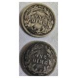 One dollar in coins consists of 10 dimes: 8 are Barbers and 2 are Mercury's.