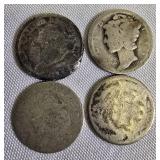 One dollar in coins consists of 10 dimes: 8 are Barbers and 2 are Mercury's.