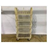Metal Stacked Basket Display Rack On Casters 55"x24.5"x24"
