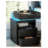 Black LED Nightstand with Charging Station $129.99 Retail - Brand New Black LED Nightstand with Charging Station $129.99 Retail - Brand New