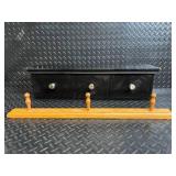 Black 3-Drawer Wall Cabinet & Wooden Peg Rack - 23 in. Long Black 3-Drawer Wall Cabinet & Wooden Peg Rack - 23 in. Long