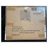 YJJ20047-R1 2-Panel Pet Gate with Support Feet - 24 in H, Black & White YJJ20047-R1 2-Panel Pet Gate with Support Feet - 24 in H, Black & White