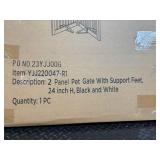YJJ20047-R1 2-Panel Pet Gate with Support Feet - 24 in H, Black & White YJJ20047-R1 2-Panel Pet Gate with Support Feet - 24 in H, Black & White