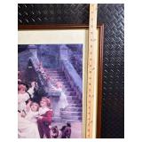 Framed Vintage Print - Children with Dog by Garden Staircase Framed Vintage Print - Children with Dog by Garden Staircase