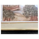 Nautical Harbor Prints - Arch-Top Pair in Gold Frames Nautical Harbor Prints - Arch-Top Pair in Gold Frames