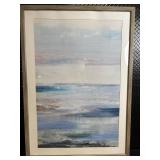 Abstract Seascape Painting - Framed Blue Ocean Horizon Artwork Abstract Seascape Painting - Framed Blue Ocean Horizon Artwork