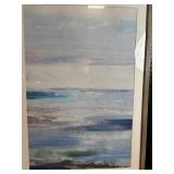 Abstract Seascape Painting - Framed Blue Ocean Horizon Artwork Abstract Seascape Painting - Framed Blue Ocean Horizon Artwork