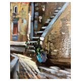 Sol Signature Oil Painting - Mediterranean Village Archway & Stair Scene in Ornate Frame Sol Signature Oil Painting - Mediterranean Village Archway & Stair Scene in Ornate Frame