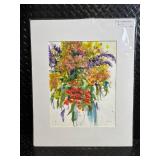 PK Watercolor #175 - Floral Bouquet Watercolor Painting, White Mat PK Watercolor #175 - Floral Bouquet Watercolor Painting, White Mat