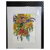 PK Watercolor #175 - Floral Bouquet Watercolor Painting, White Mat PK Watercolor #175 - Floral Bouquet Watercolor Painting, White Mat