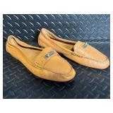 Coach New York Leather Moccasin Loafers - Tan Leather - Gold Plate Coach New York Leather Moccasin Loafers - Tan Leather - Gold Plate