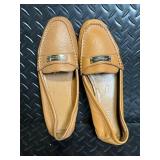 Coach New York Leather Moccasin Loafers - Tan Leather - Gold Plate Coach New York Leather Moccasin Loafers - Tan Leather - Gold Plate