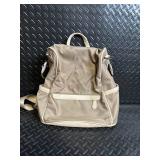 Beige Nylon Backpack Daypack - Top Handle, Adjustable Straps Beige Nylon Backpack Daypack - Top Handle, Adjustable Straps