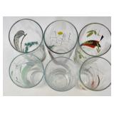 Charley Harper Glasses (Lot of 6) - 6.5 in Tall Mid-Century Style Bird Print Drinking Glasses