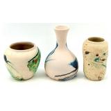 Nemadji Pottery Marbleized Vases - (Lot of 3) - including Signed