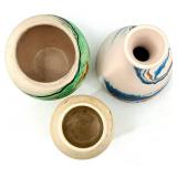Nemadji Pottery Marbleized Vases - (Lot of 3) - including Signed