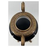 Pair of Neoclassical French-Style Black Vases / Urns with Gilt-Bronze Mounts