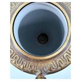 Pair of Neoclassical French-Style Black Vases / Urns with Gilt-Bronze Mounts