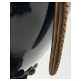 Pair of Neoclassical French-Style Black Vases / Urns with Gilt-Bronze Mounts