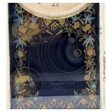 Antique Mantel Clock - Hand-Painted Floral Case With Glass Door