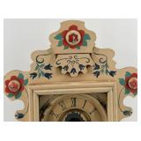 Antique Mantel Clock - Hand-Painted Floral Case With Glass Door