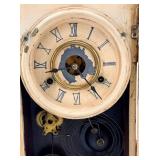 Antique Mantel Clock - Hand-Painted Floral Case With Glass Door