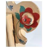 Antique Mantel Clock - Hand-Painted Floral Case With Glass Door