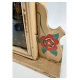 Antique Mantel Clock - Hand-Painted Floral Case With Glass Door