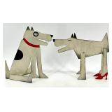 Acme Animal Metal Dog Figurines & 3 Vintage Tins - Sudan Pepper Tin, Bronze Powder Works Tin, Ten-Eighty Eraser Tin