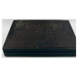 1847 Rogers Bros Silver Plate Flatware Set in Wood Case with Burgundy Interior