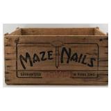 Vintage Advertising Packaging - Maze Nails Crate with Dakota Maid Bread Flour Bag & S-X Feed Bag